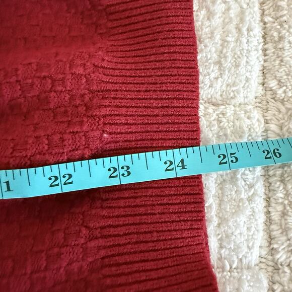 Women’s Long Sleeve XL Red Waffle Knit Sweater Soft Staple Weather V-Neck Office - Picture 7 of 9